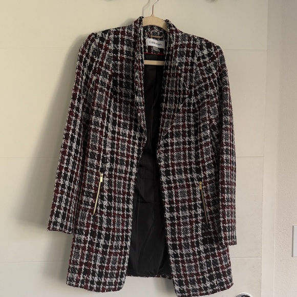 Calvin Klein Women's Plaid Blazer - Red, Black, White - Picture 4 of 6